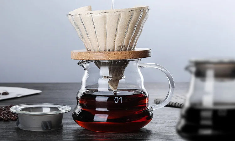 Clear Glass Coffee Carafe Clouds Shape Glass Kettle Sharing Pot with Lids Coffee
