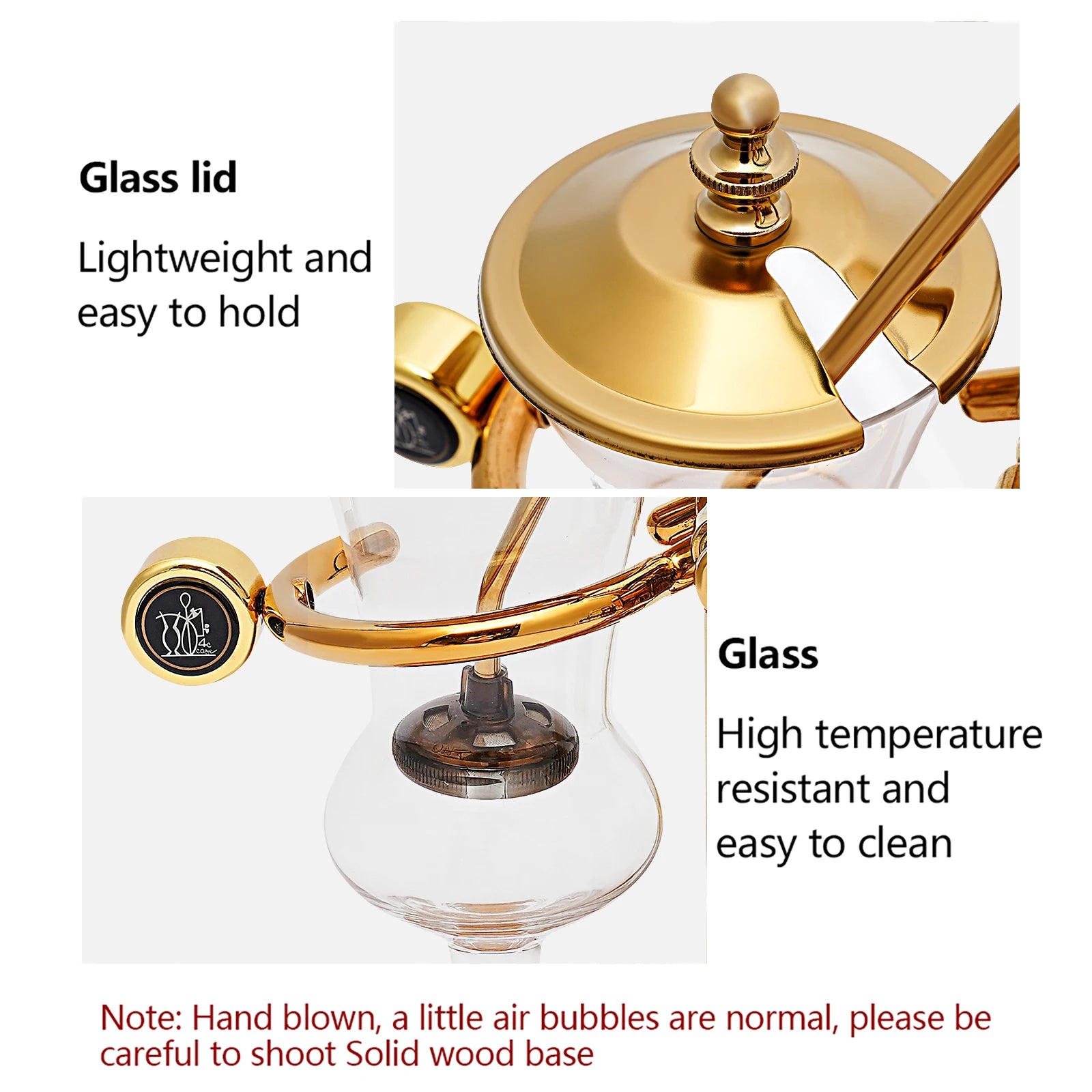 Golden Coffee Maker Siphon Pot Set with Integrated Filter Tea Coffee Brewer