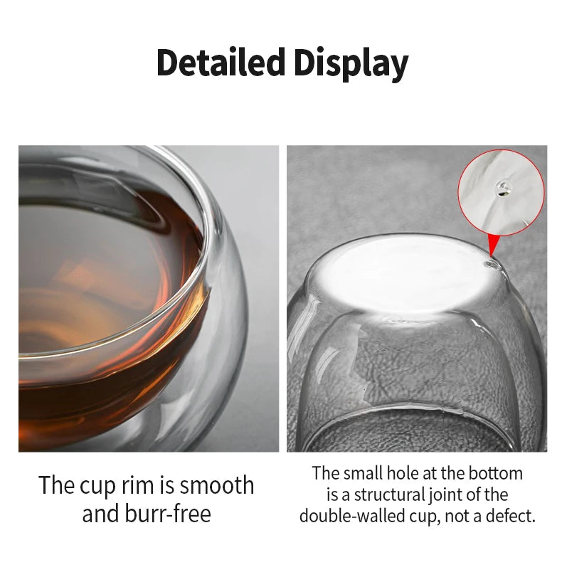 Double Walled Glass Coffee Mugs Insulated Layer Coffee Cups