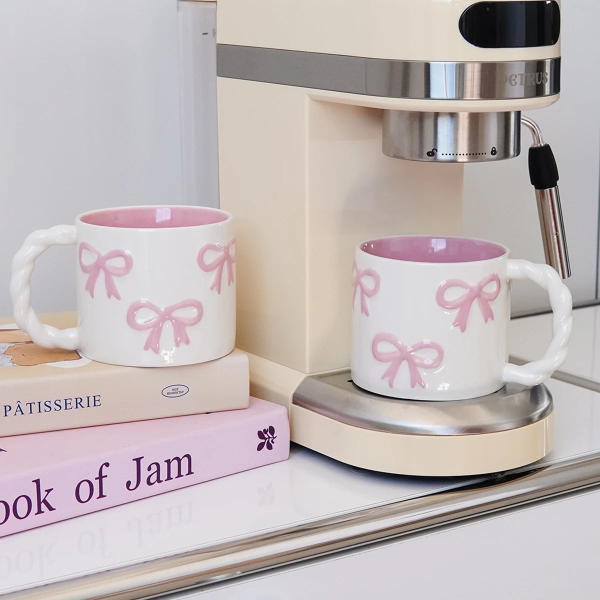 Pink Ceramic Mug with Bowknot, Suitable for Home Decor Drinkware, Drinking Cup