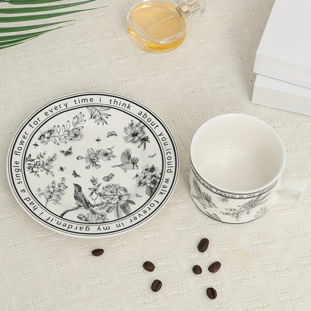 1 set Tea Cups and Saucers, Cappuccino Cups, Coffee Cups, White Tea Cup Set