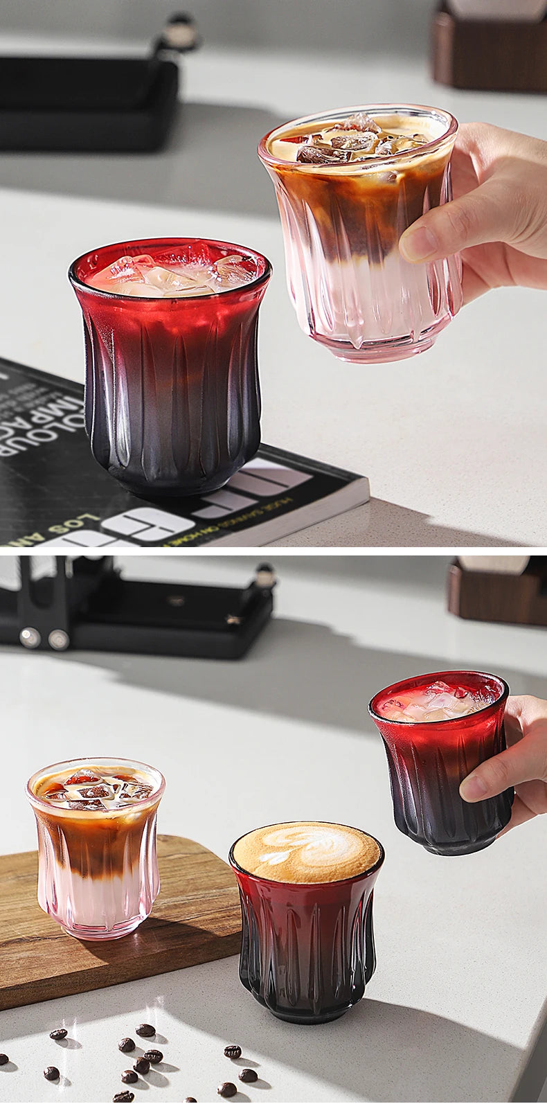 Bincoo High End Coffee Cup Elegant Retro Glass for Americano Dirty Flat White