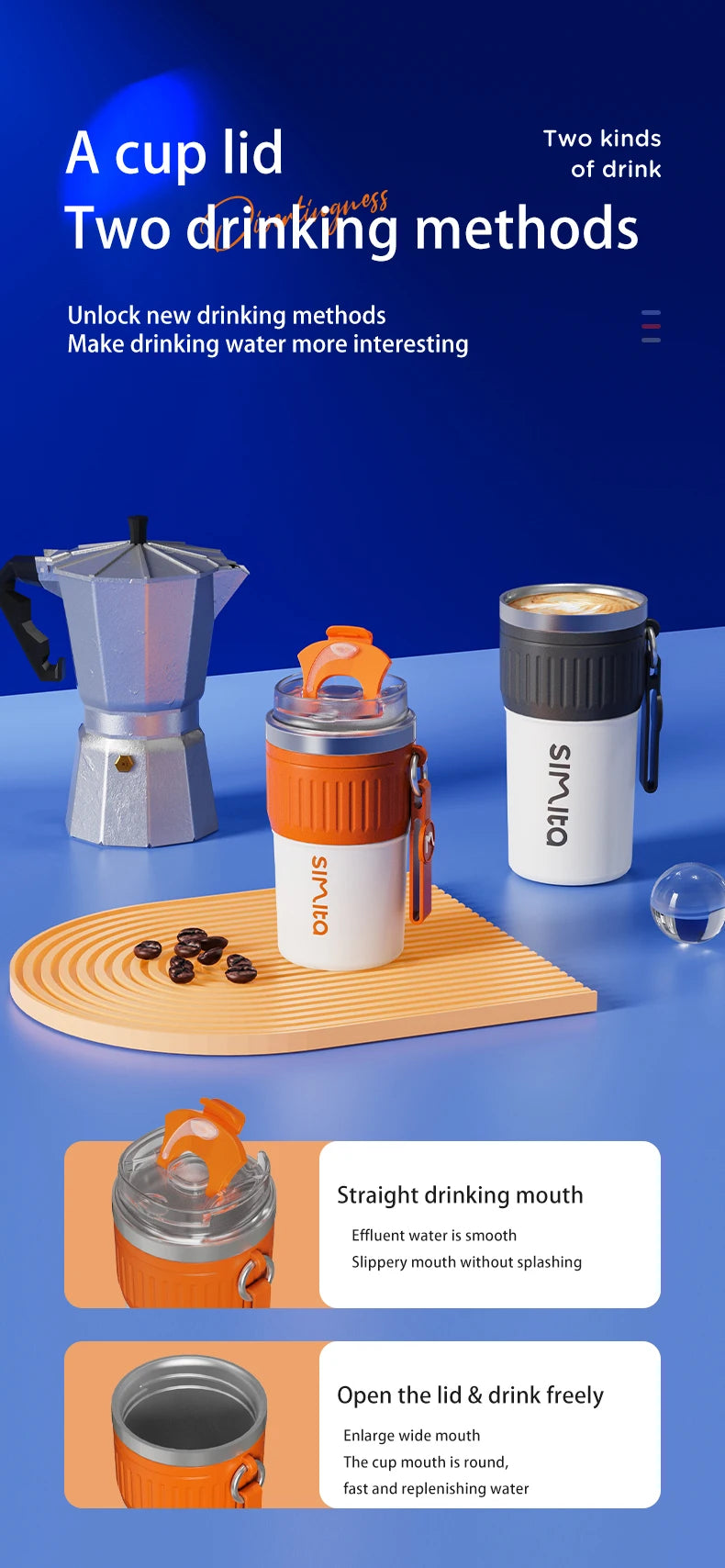 FEIJIAN Stainless Steel Coffee Cup Coffee Mug Thermos Cup Portable Travel Mug