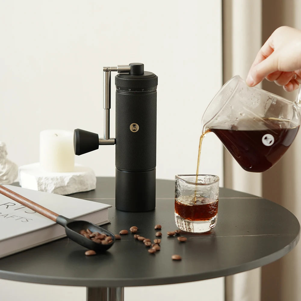 Manual Coffee Grinder Foldable Handle Black Aluminum Alloy  Espresso Grinder