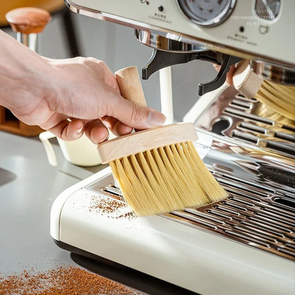 Coffee Machine Cleaning Brush Solid Wood Bowl Coffee Brush Coffee Grounds