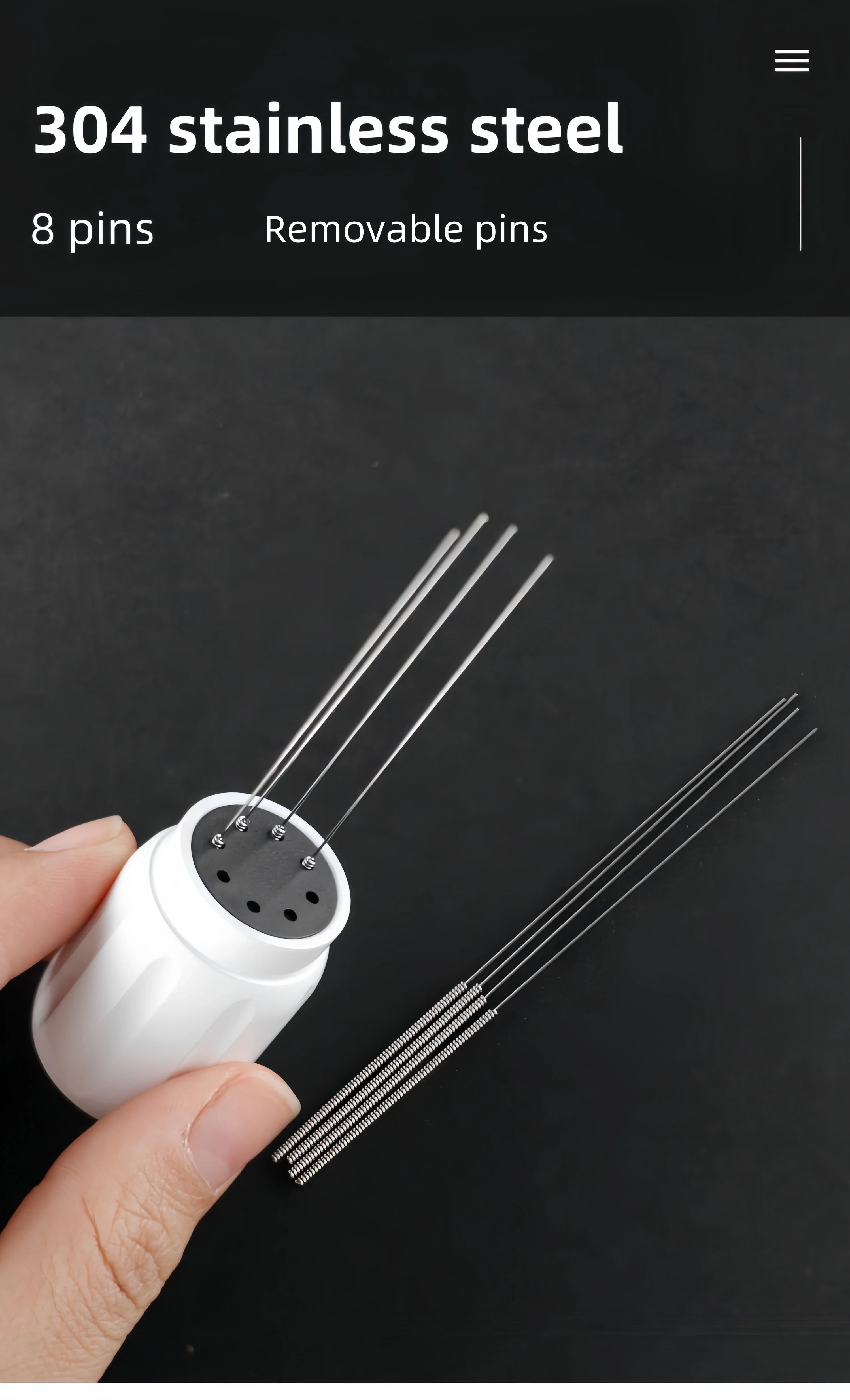 Magnetic Coffee Cloth Powder Needle 304 Stainless Steel Coffee Powder Tools