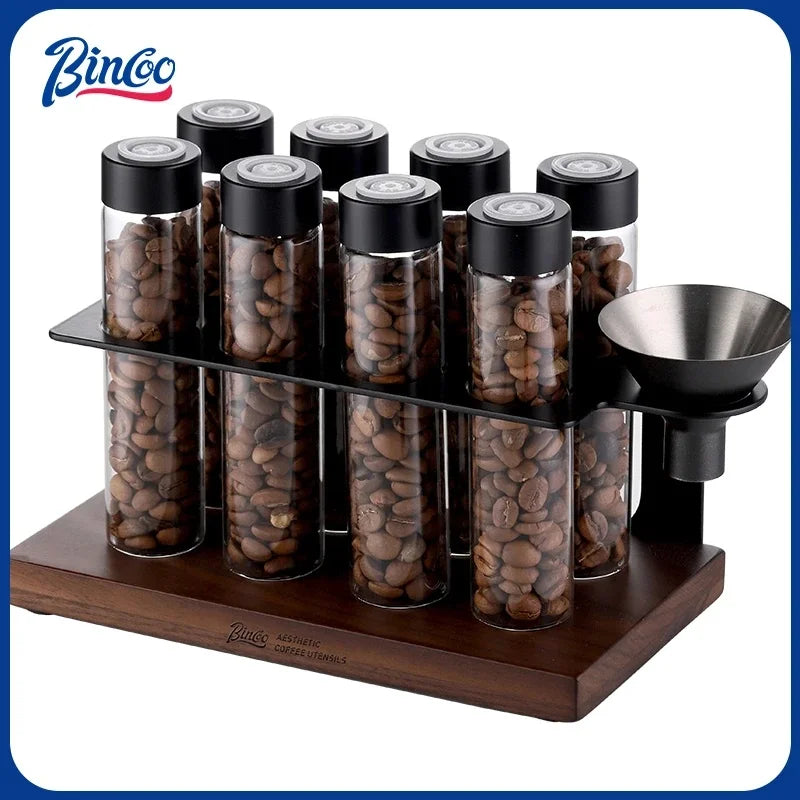 Bincoo Coffee Beans Storage Container Tube Portable Glass Coffee Bean Set