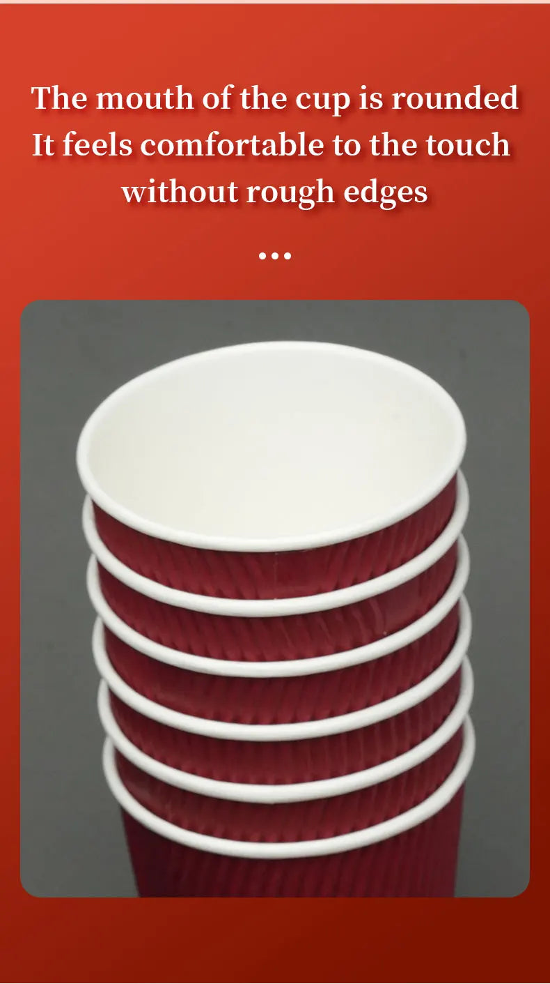 Double-Walled Insulated Corrugated Cardboard Coffee Cups Thickened Cups