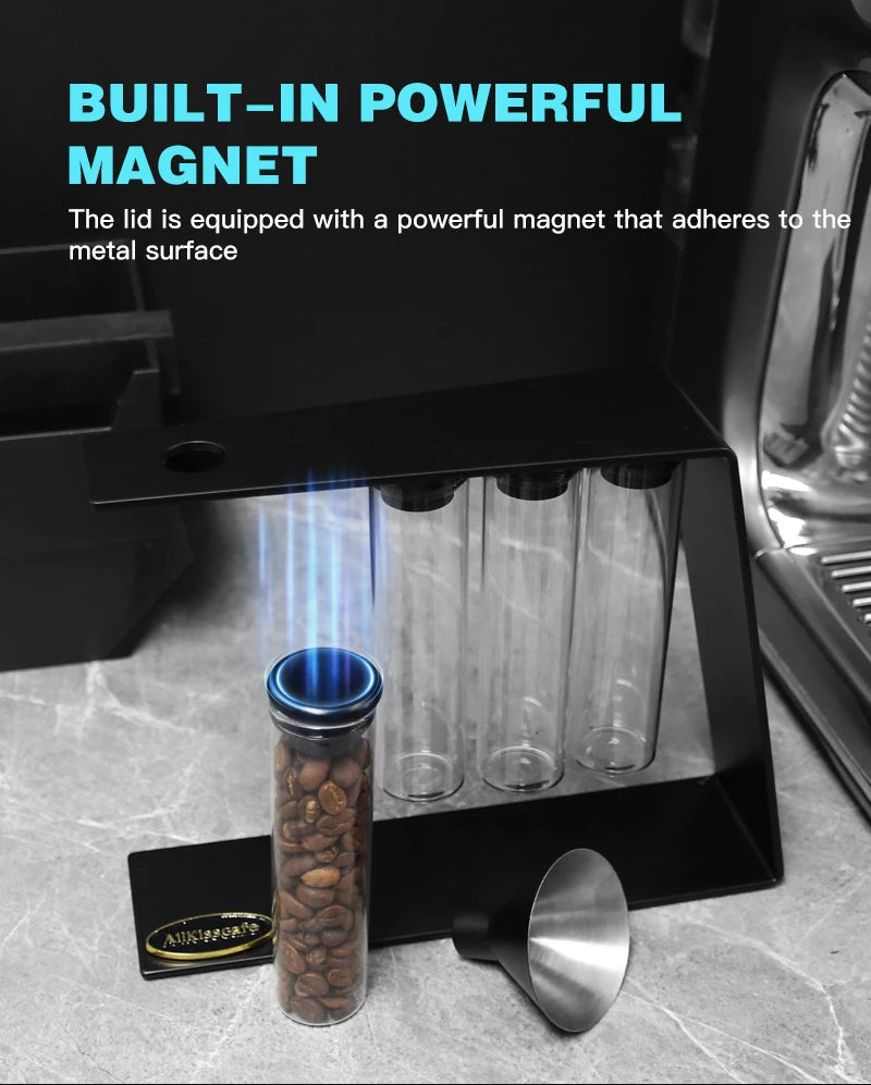 AliKisscafe Magnetic Coffee Beans Storage Container Glass Barista Tools Gifts