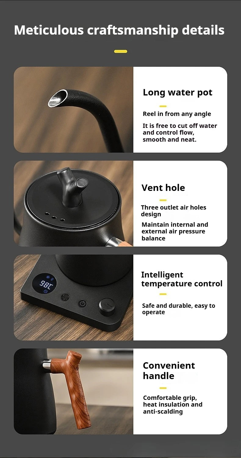 Smart Temperature Control Electric Gooseneck Kettle Hand Brew Coffee