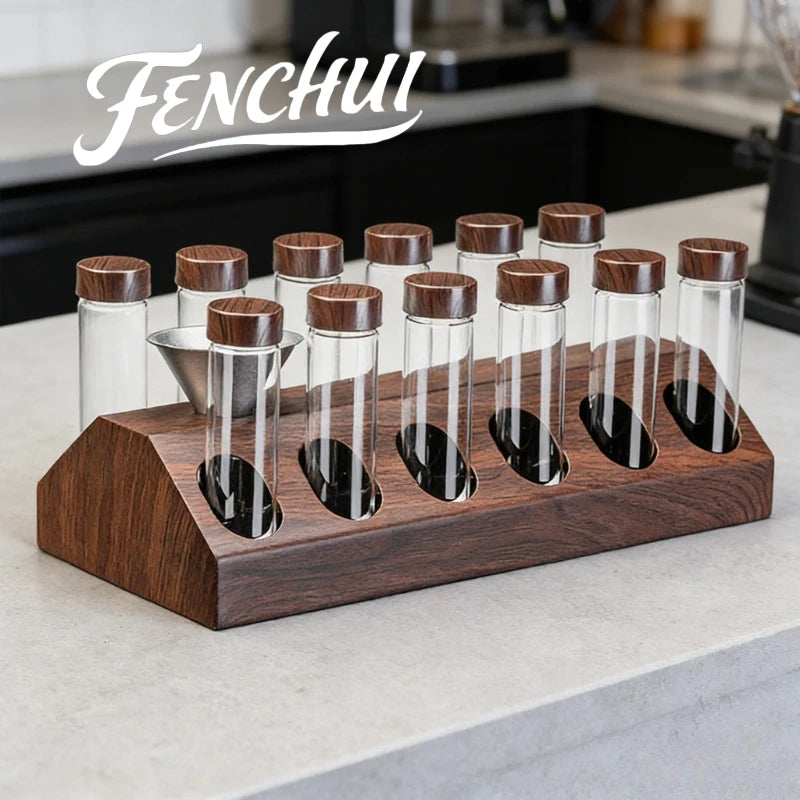 Fenchui Energy Glass Coffee Containers Bean Cellar Sealing Tubes Storage Rack