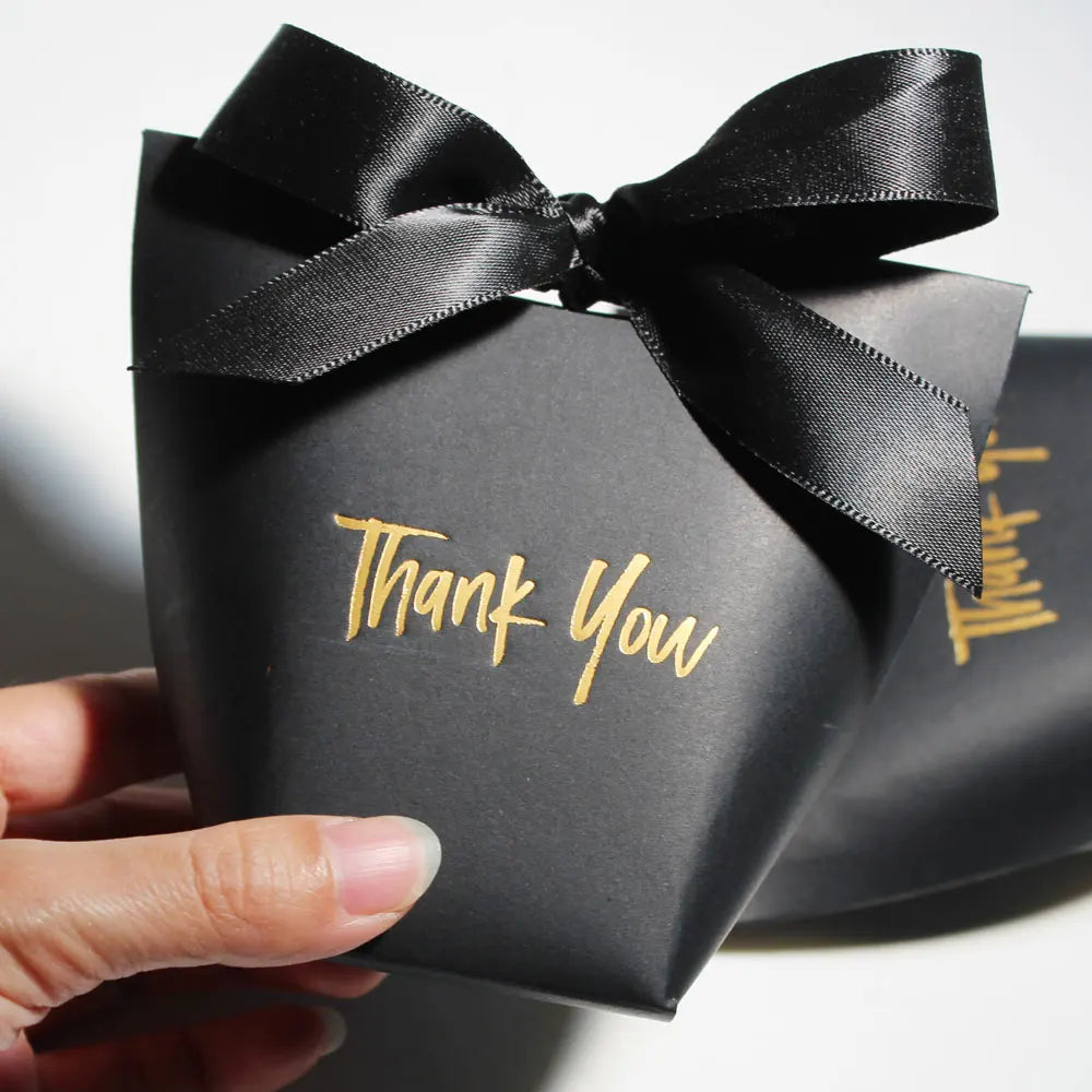 Chic Candy Gift Boxes  Black, White Coffee | Gold 'Thank You' | Ribbon | For Christmas