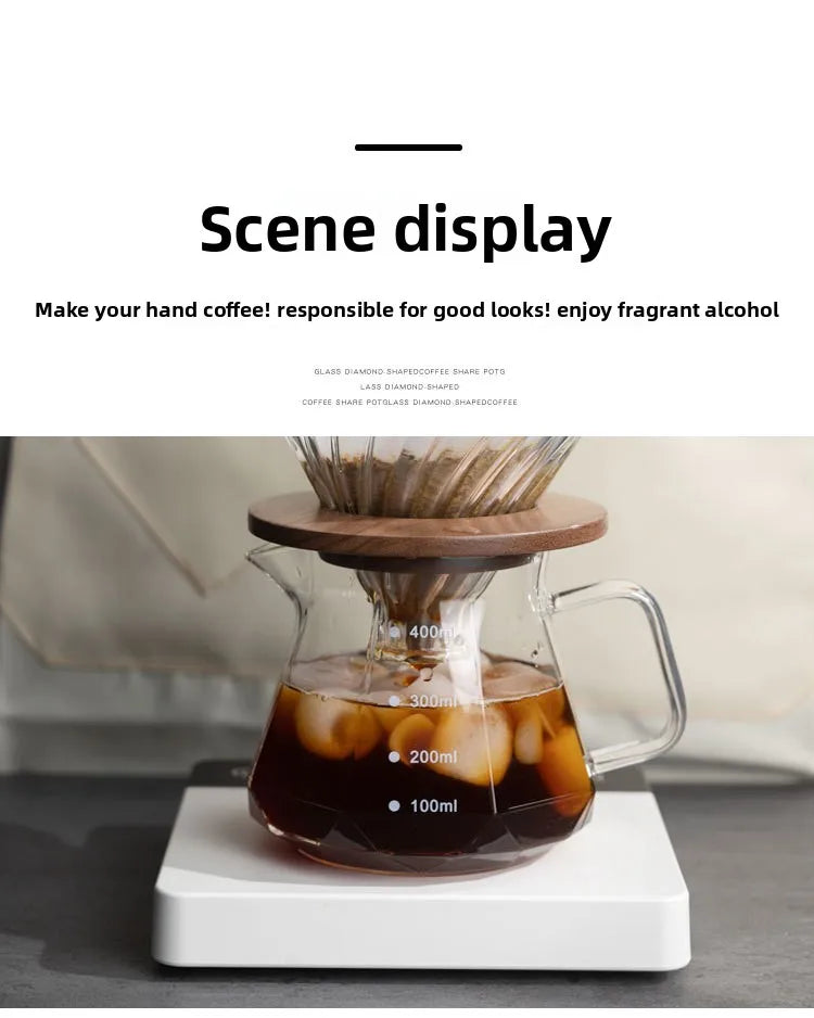 Diamond Espresso Glass Carafe Coffee Pot,drip filter cup, Pour Over Coffee Filter