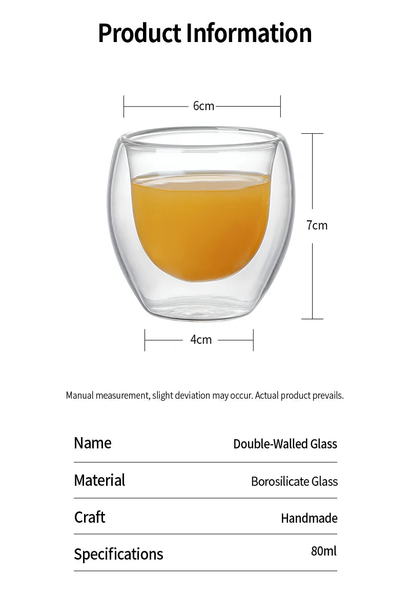 Double Walled Glass Coffee Mugs Insulated Layer Coffee Cups
