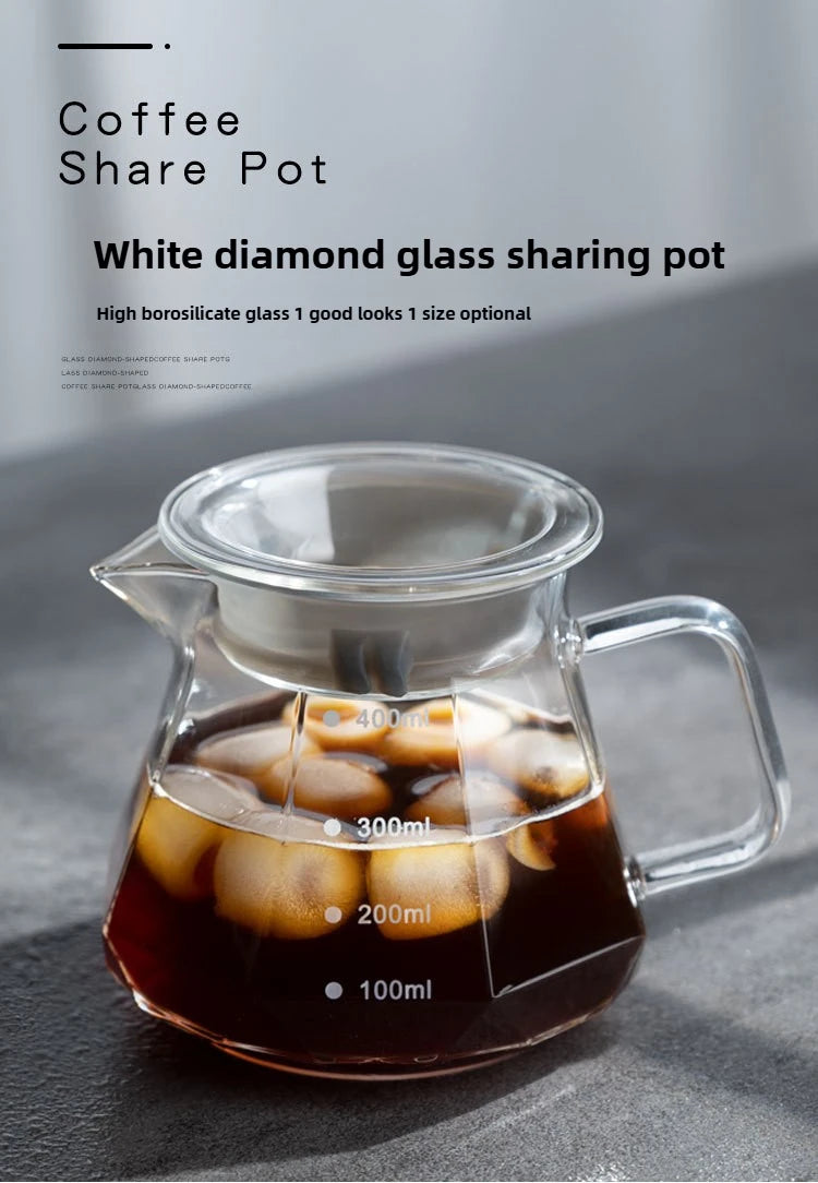 Diamond Espresso Glass Carafe Coffee Pot,drip filter cup, Pour Over Coffee Filter
