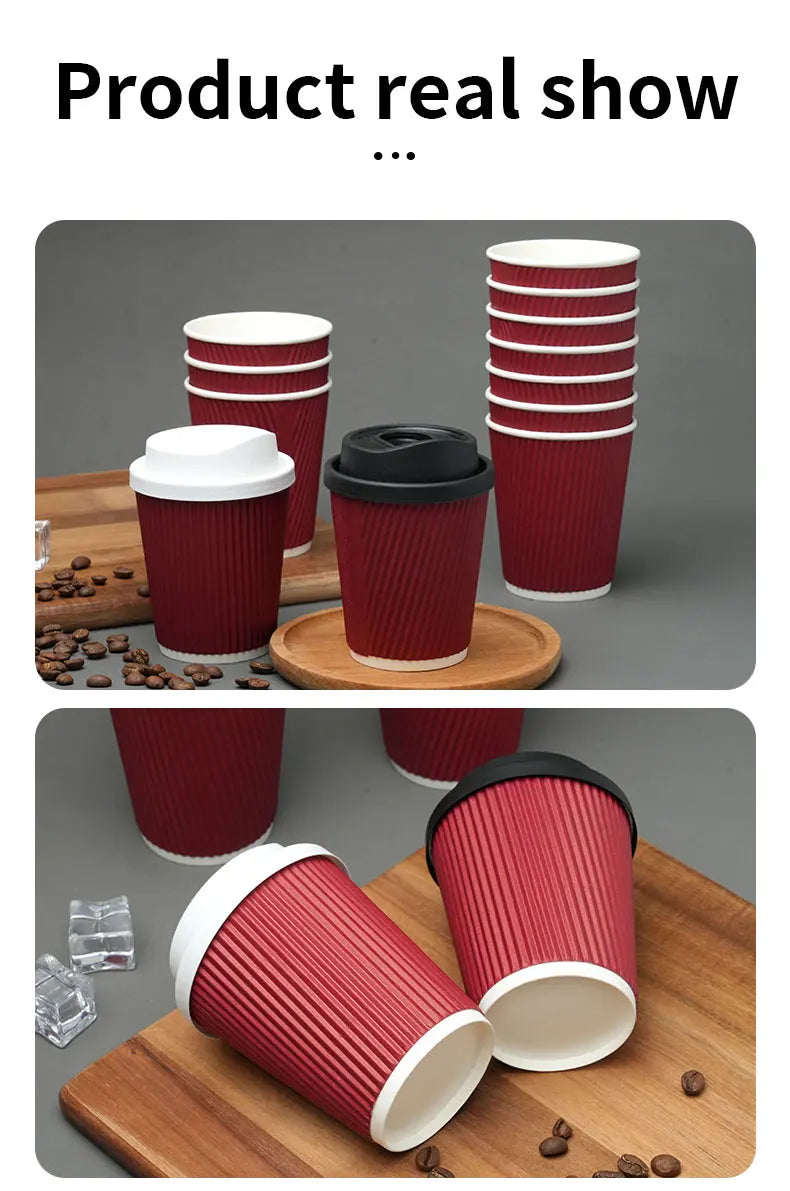 Double-Walled Insulated Corrugated Cardboard Coffee Cups Thickened Cups