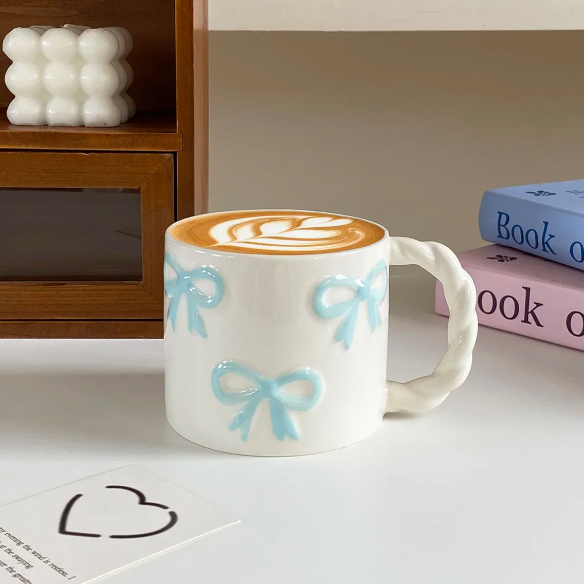 Pink Ceramic Mug with Bowknot, Suitable for Home Decor Drinkware, Drinking Cup