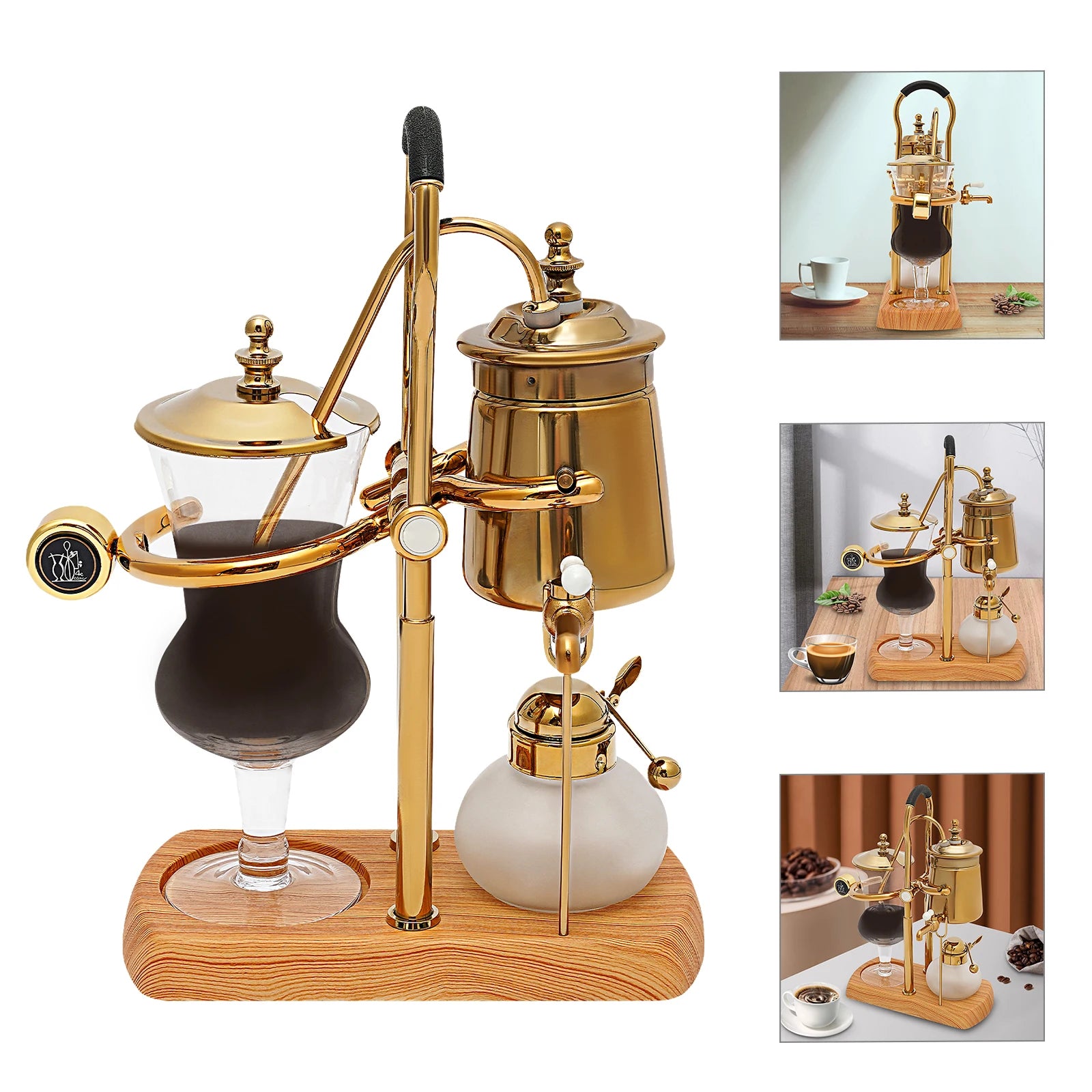 Golden Coffee Maker Siphon Pot Set with Integrated Filter Tea Coffee Brewer
