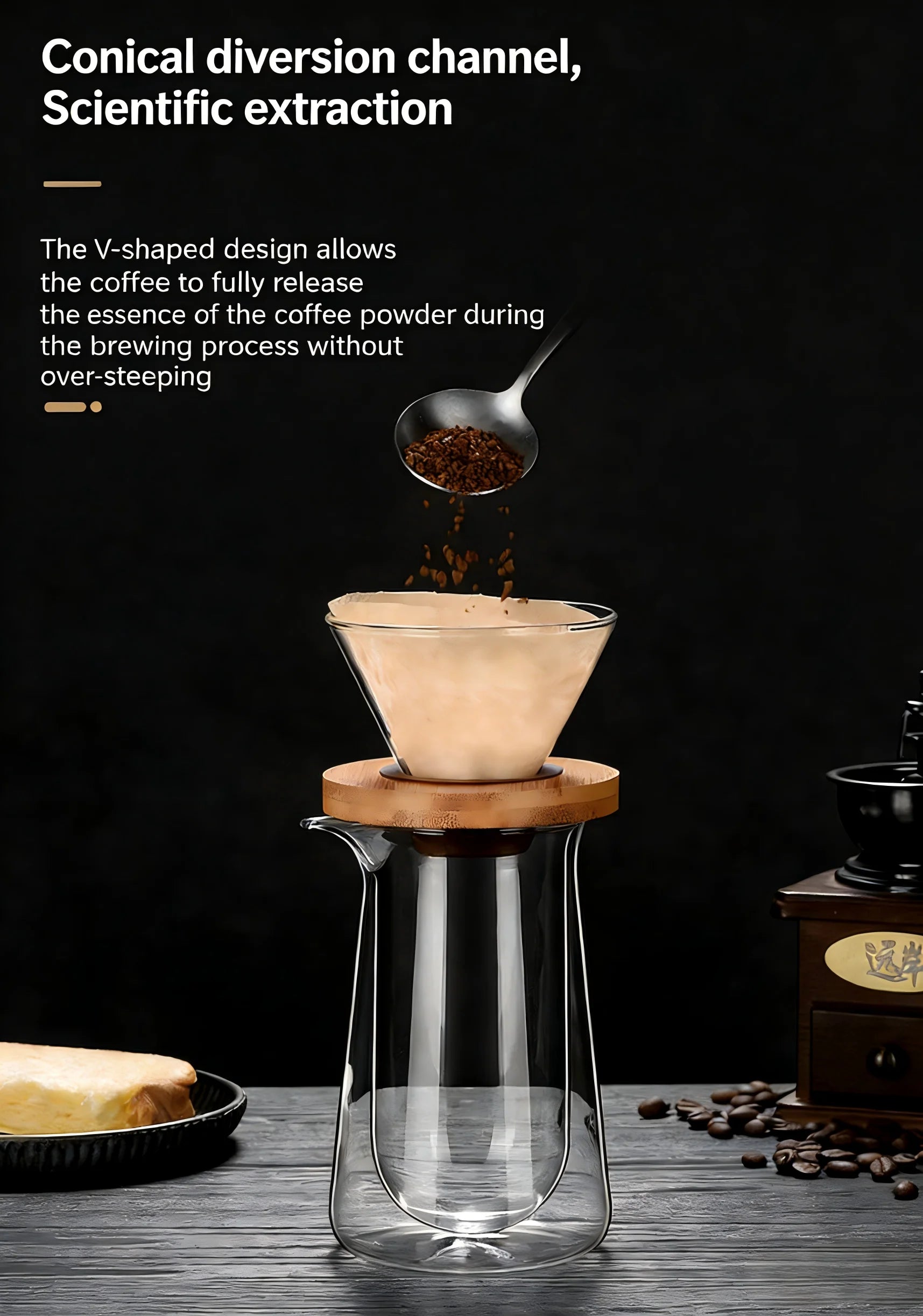 Double Wall Glass Coffee Server, 450ml High Borosilicate Pour Over Coffee Carafe