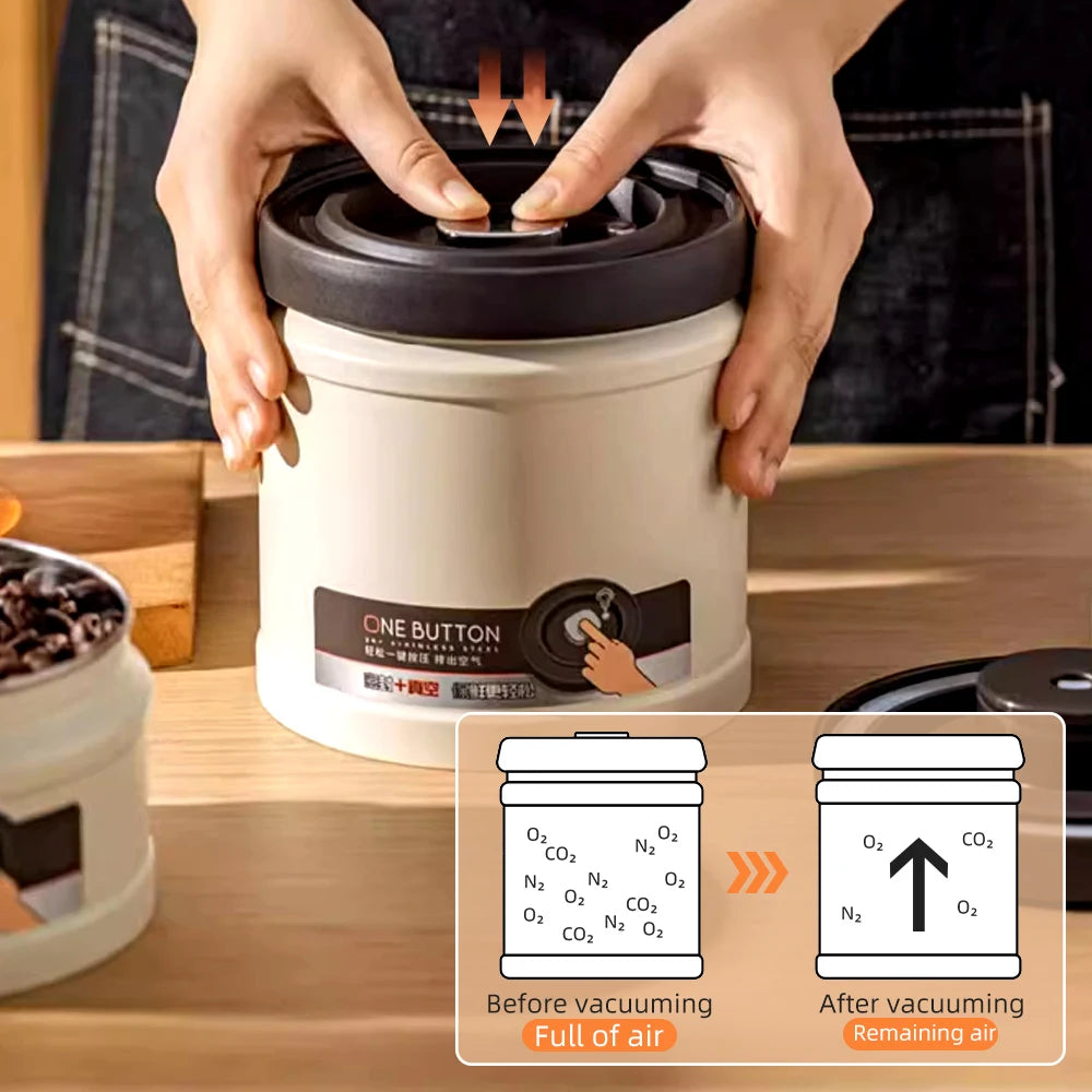 Stainless Steel Coffee Beans Vacuum Sealed Container Coffee Beans Storage