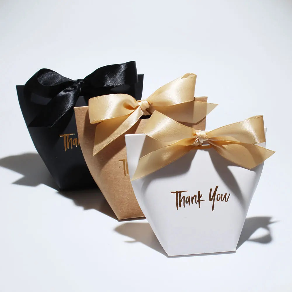 Chic Candy Gift Boxes  Black, White Coffee | Gold 'Thank You' | Ribbon | For Christmas