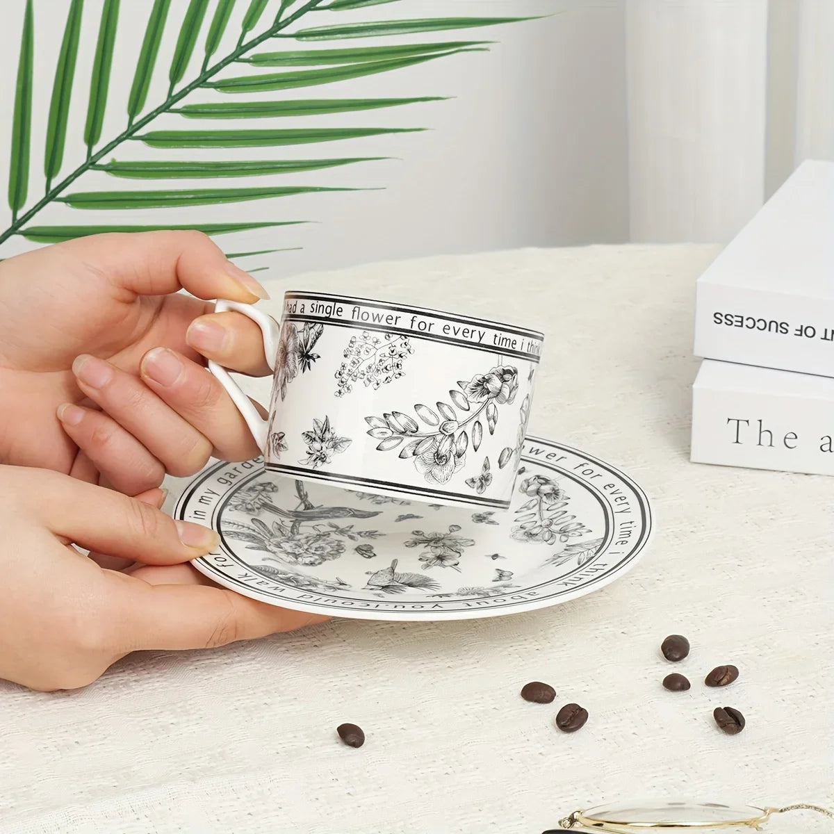 1 set Tea Cups and Saucers, Cappuccino Cups, Coffee Cups, White Tea Cup Set