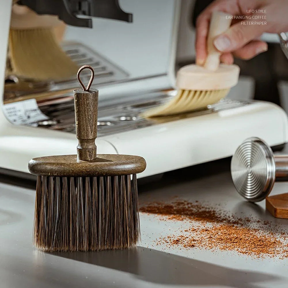 Coffee Machine Cleaning Brush Solid Wood Bowl Coffee Brush Coffee Grounds
