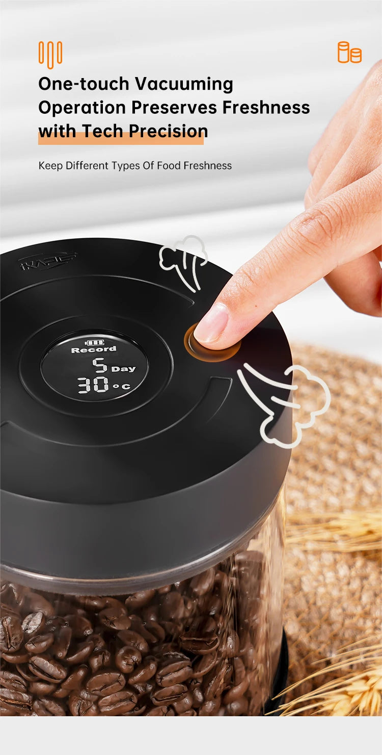 IKAPE Electric Vacuum Bean Canisters With Digital Display Coffee