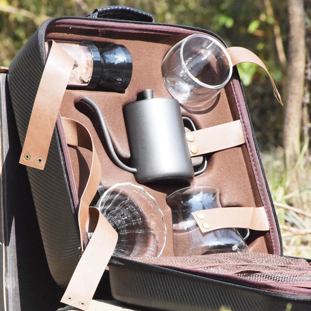 Luxury Coffee Gift Box Set Grinder Hand Pot Glass Drip Filter Household Coffee