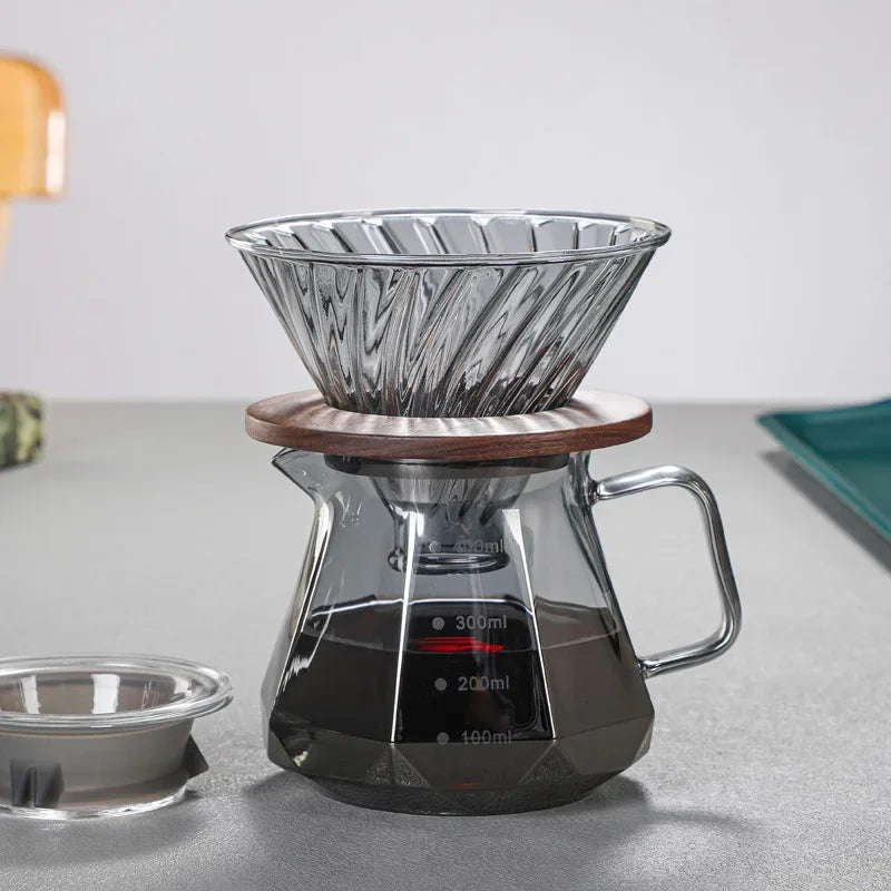Diamond Espresso Glass Carafe Coffee Pot,drip filter cup, Pour Over Coffee Filter