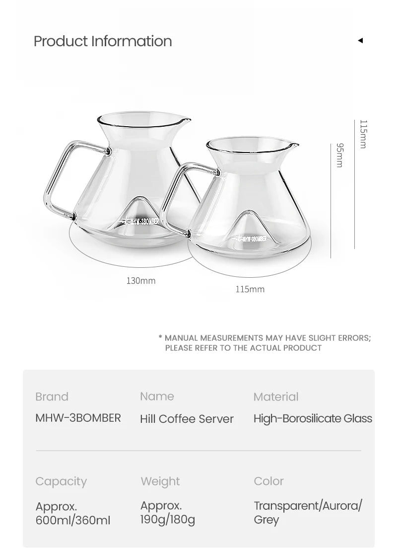 Pour Over Coffee Maker Coffee Server Glass Coffee Dripper for Home Brewing