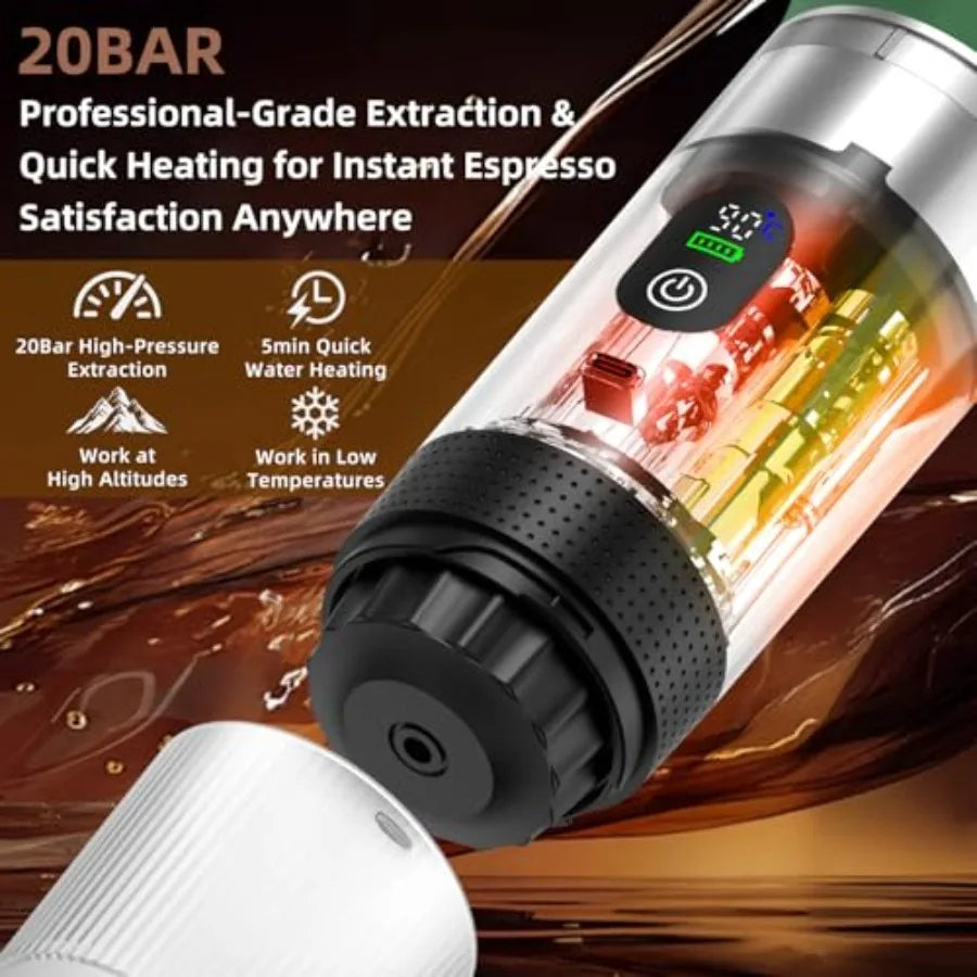 Portable Espresso Maker for Travel Camping Rechargeable Cordlessh Bag