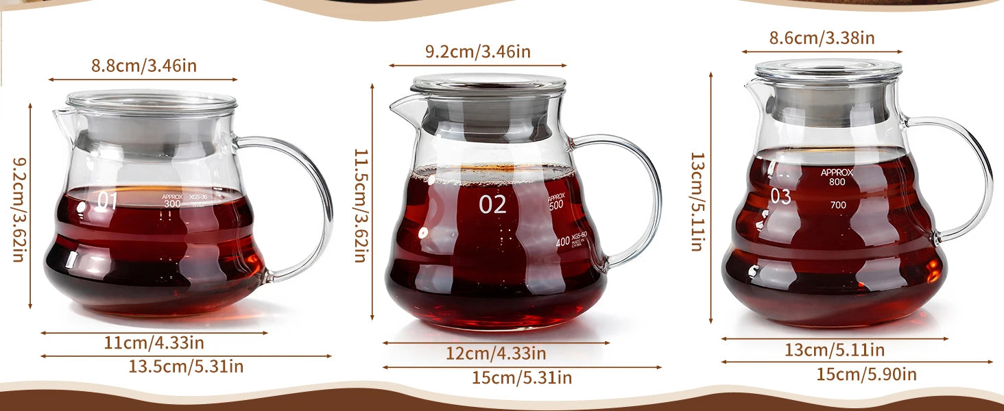 Hand-made Glass Coffee Pot Set with Lids Cloud Shaped Coffee Maker Filter Server