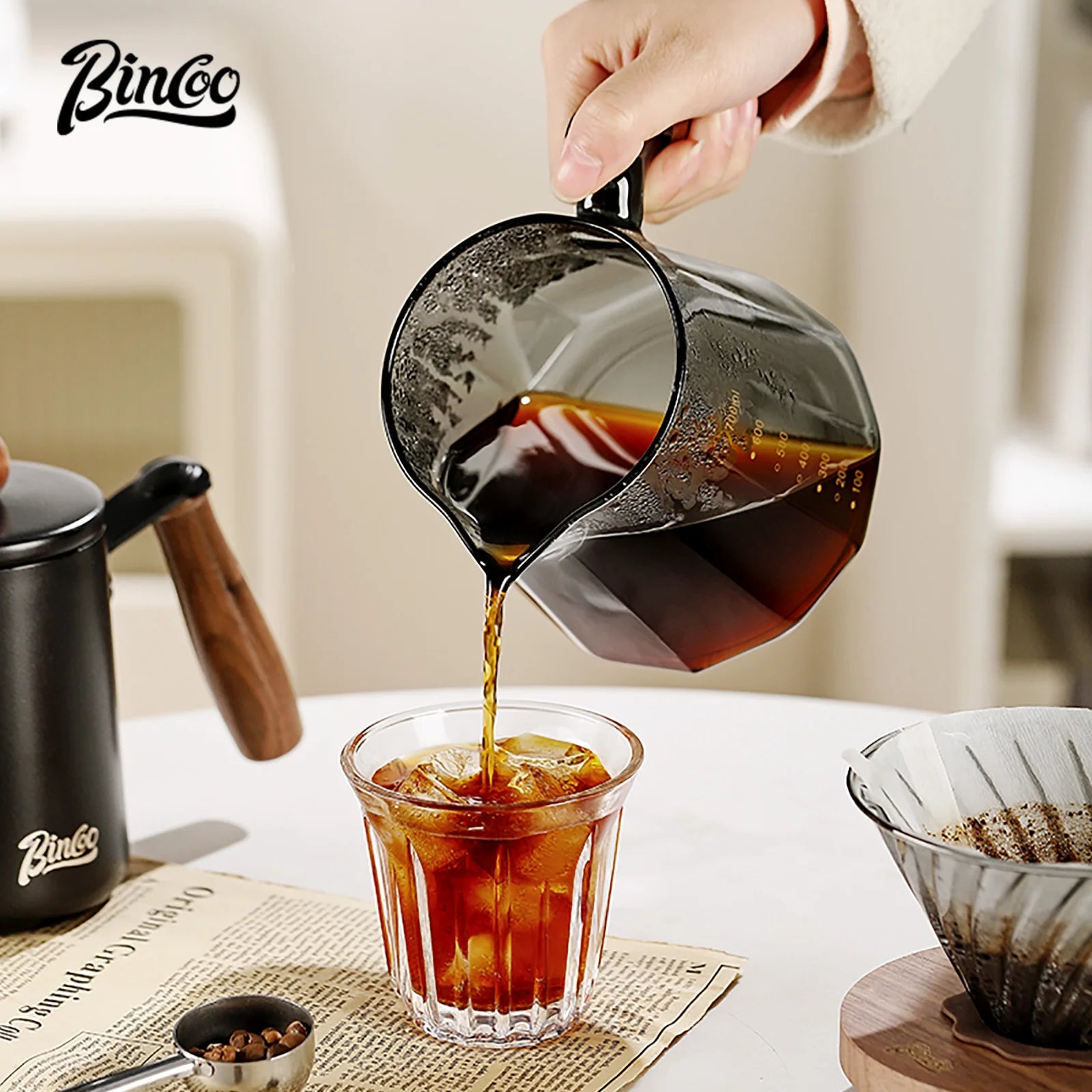 Bincoo Pour Over Coffee Maker Set 800ml Glass Carafe Coffee with Glass Coffee