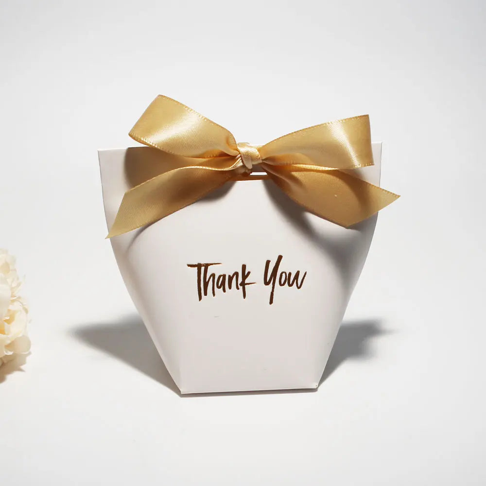 Chic Candy Gift Boxes  Black, White Coffee | Gold 'Thank You' | Ribbon | For Christmas