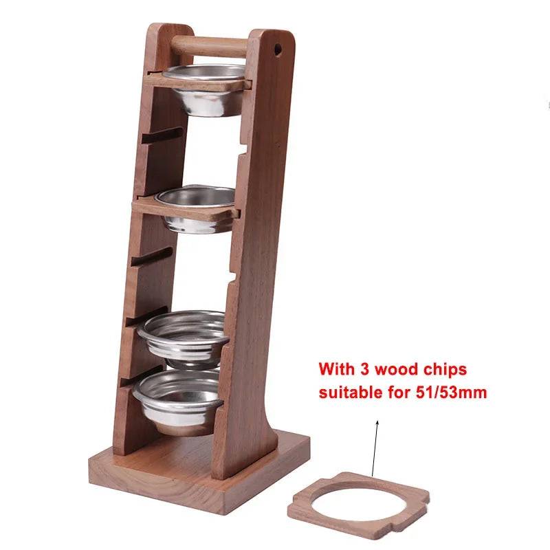 JUSTINLAU Coffee Powder Bowl Storage Rack Walnut Wood Rack Barista Tools