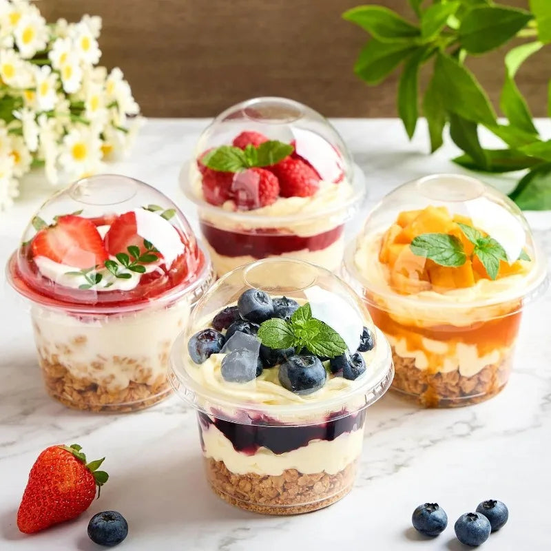 50PCS Disposable Plastic Cups Transparent Dessert Cups Bowls  Container