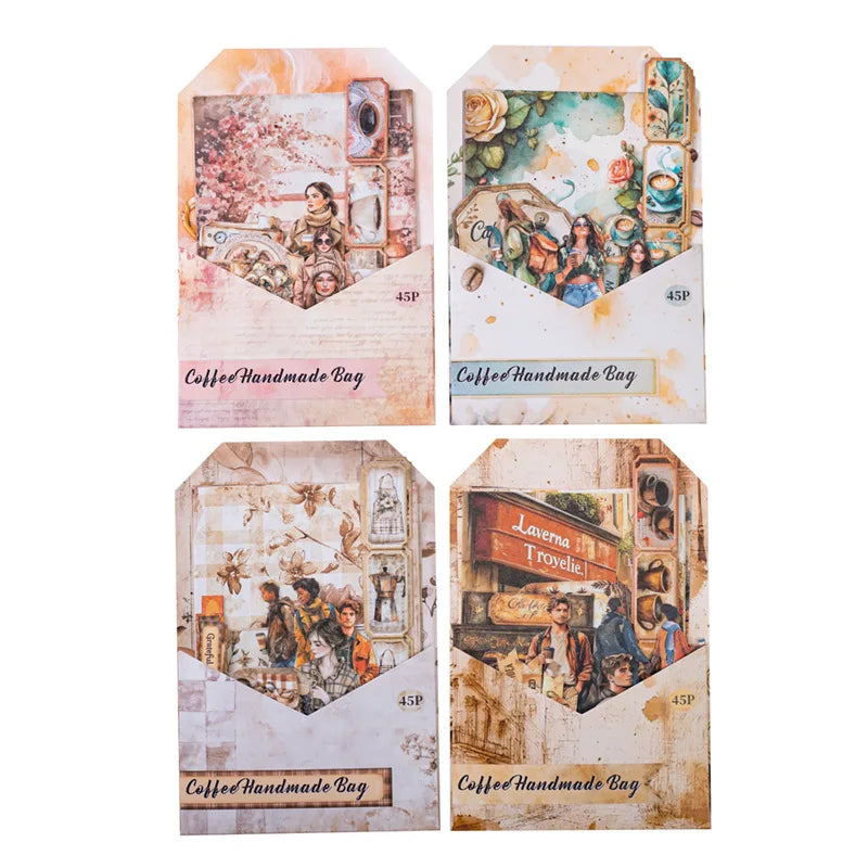 Vintage Journal 45 Sheets/pack Coffee Journal Material Pack Large Quantity Pack