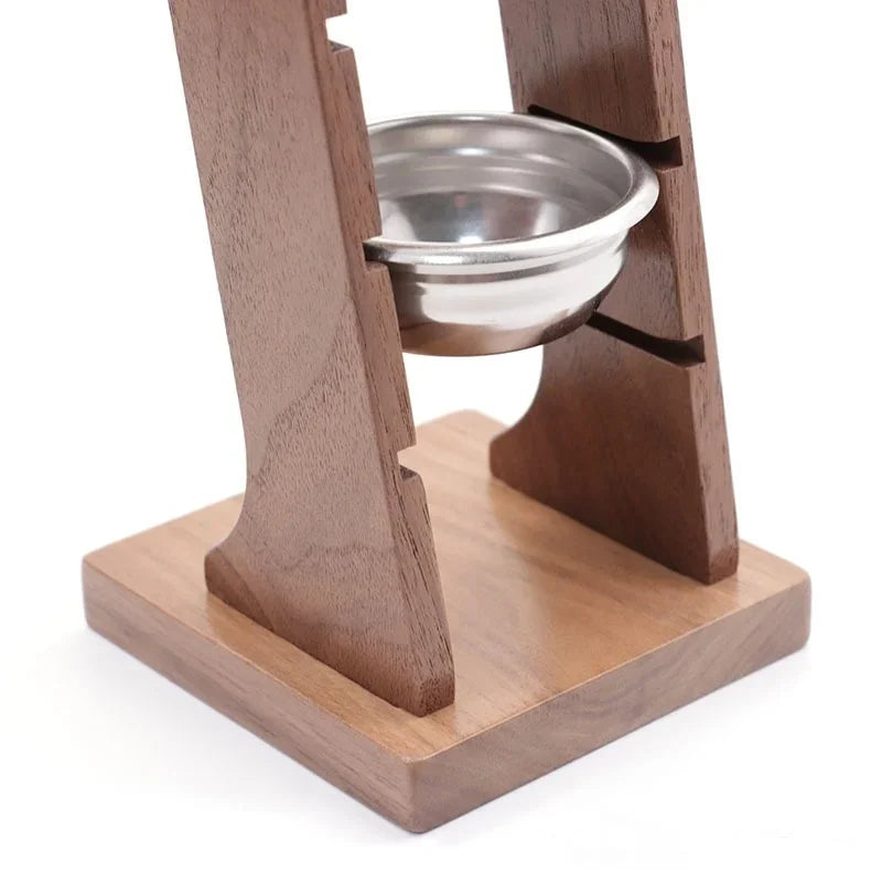 JUSTINLAU Coffee Powder Bowl Storage Rack Walnut Wood Rack Barista Tools