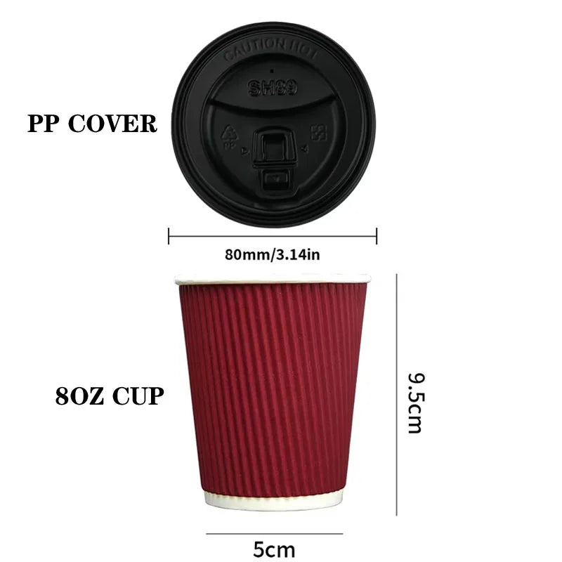 Double-Walled Insulated Corrugated Cardboard Coffee Cups Thickened Cups