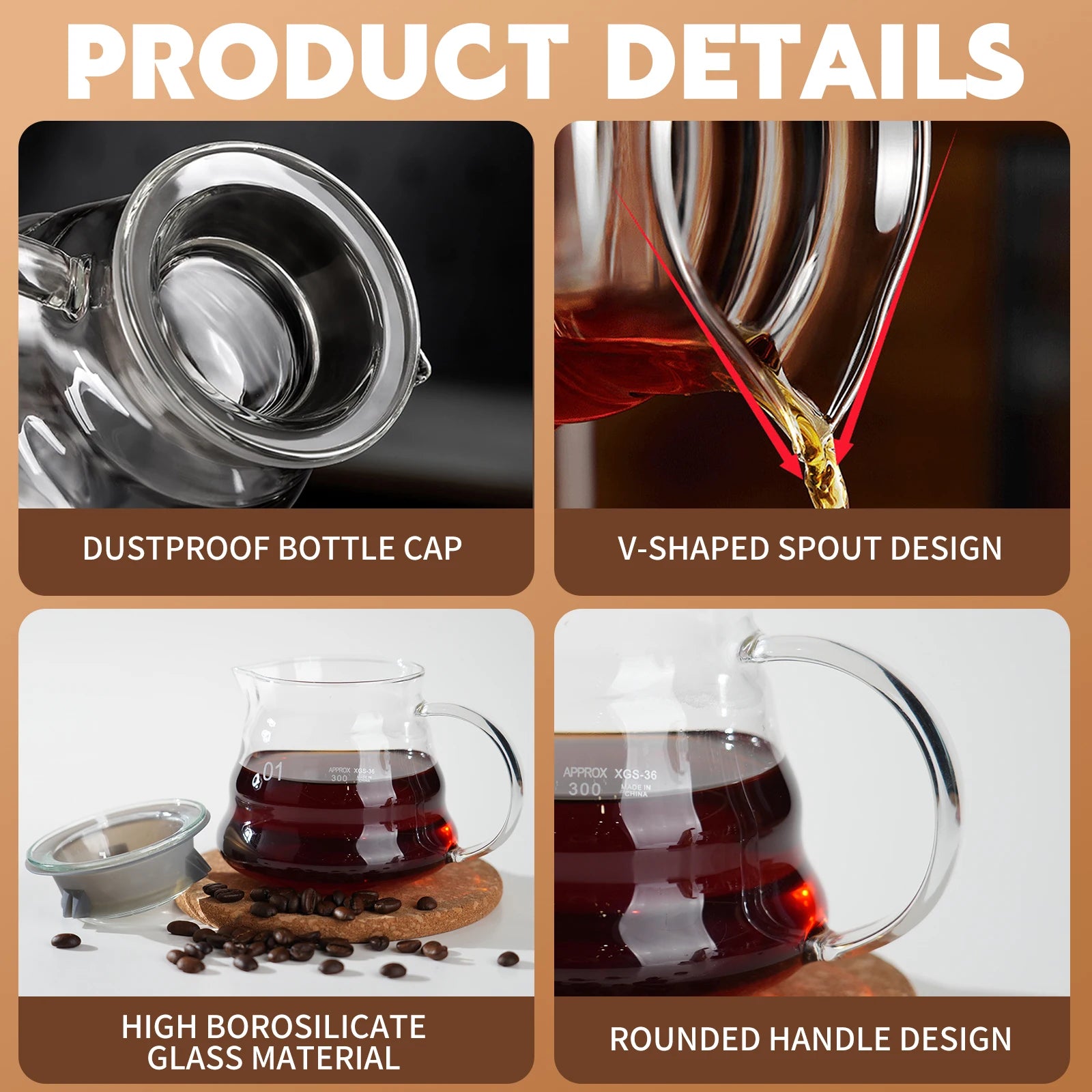 Hand-made Glass Coffee Pot Set with Lids Cloud Shaped Coffee Maker Filter Server