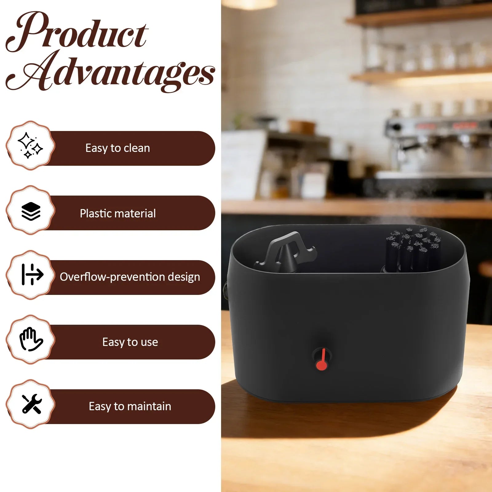 Automatic Knock Box Cleaner Coffee Portafilter Cleaning Kit USB Anti Spill